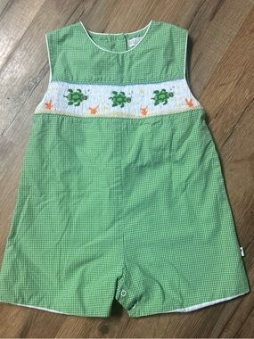 Petit Ami Boy Jon Jon, Romper, One Piece, Smocked with turtles, 18 Months